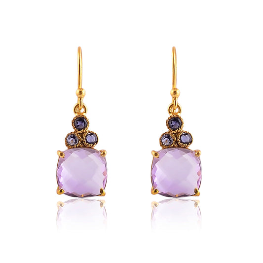 Buy Handmade Silver Gold Plated Amethyst/iolite Earring