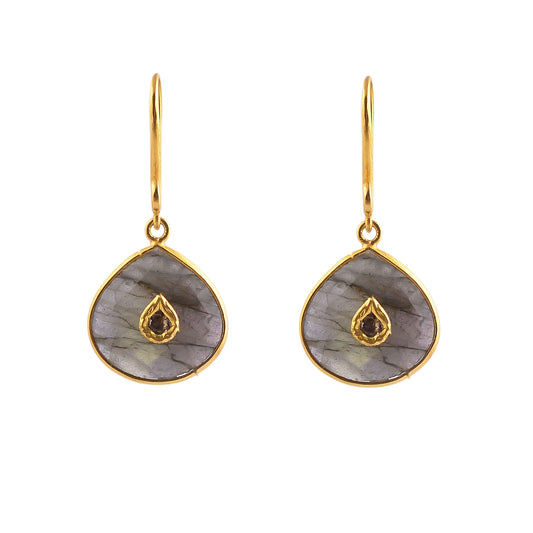 Buy Hand Crafted Silver Gold Plated Labradorite/diamond Jadau Earring