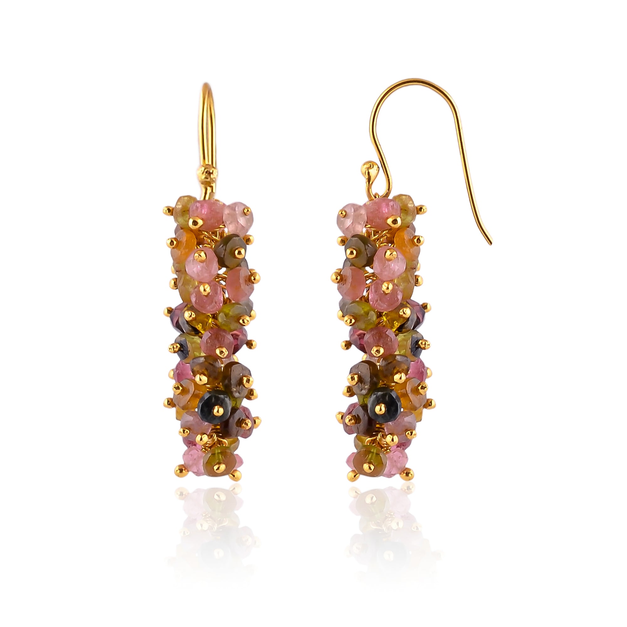 Buy Handmade Silver Gold Plated Tourmaline Grape Cluster Earring