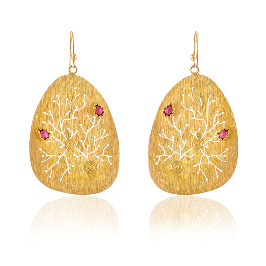 Buy Hand Crafted Silver Gold Plated Ruby Earring