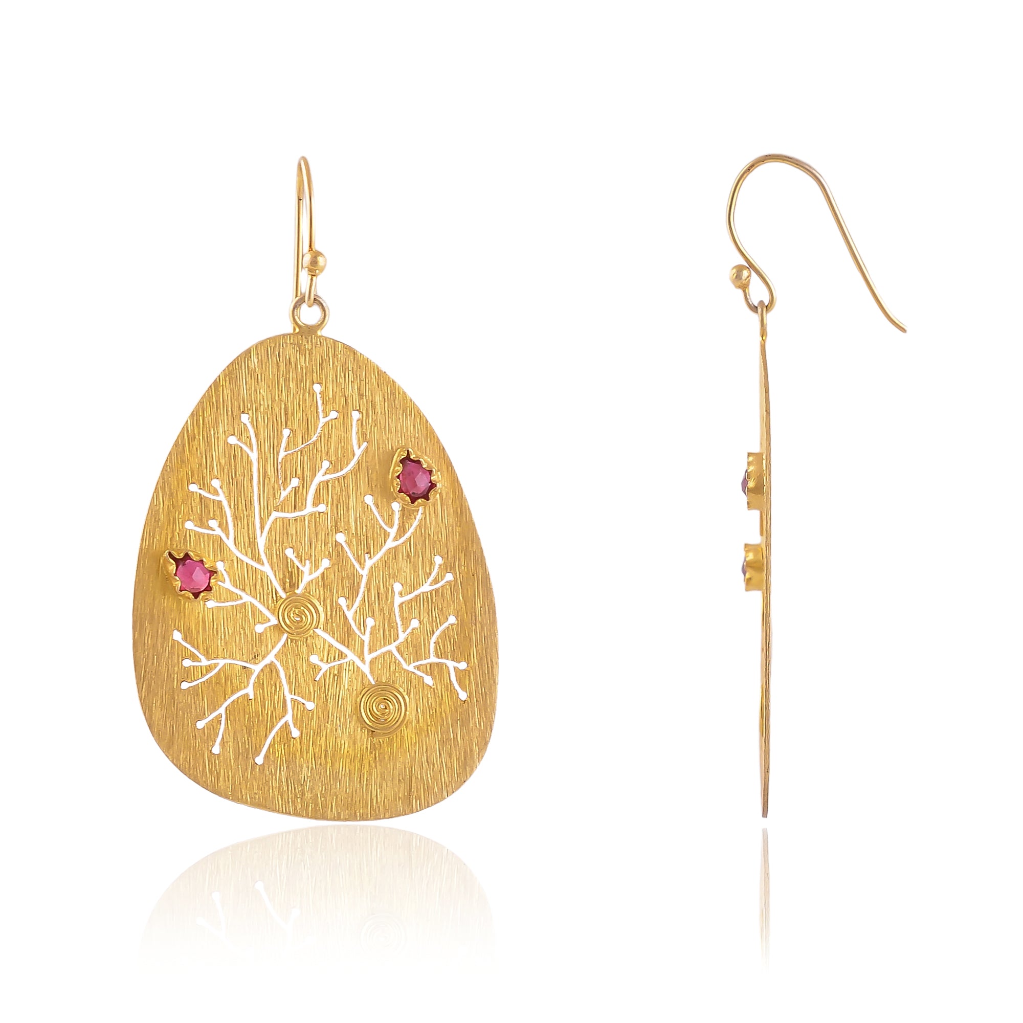 Buy Hand Crafted Silver Gold Plated Ruby Earring