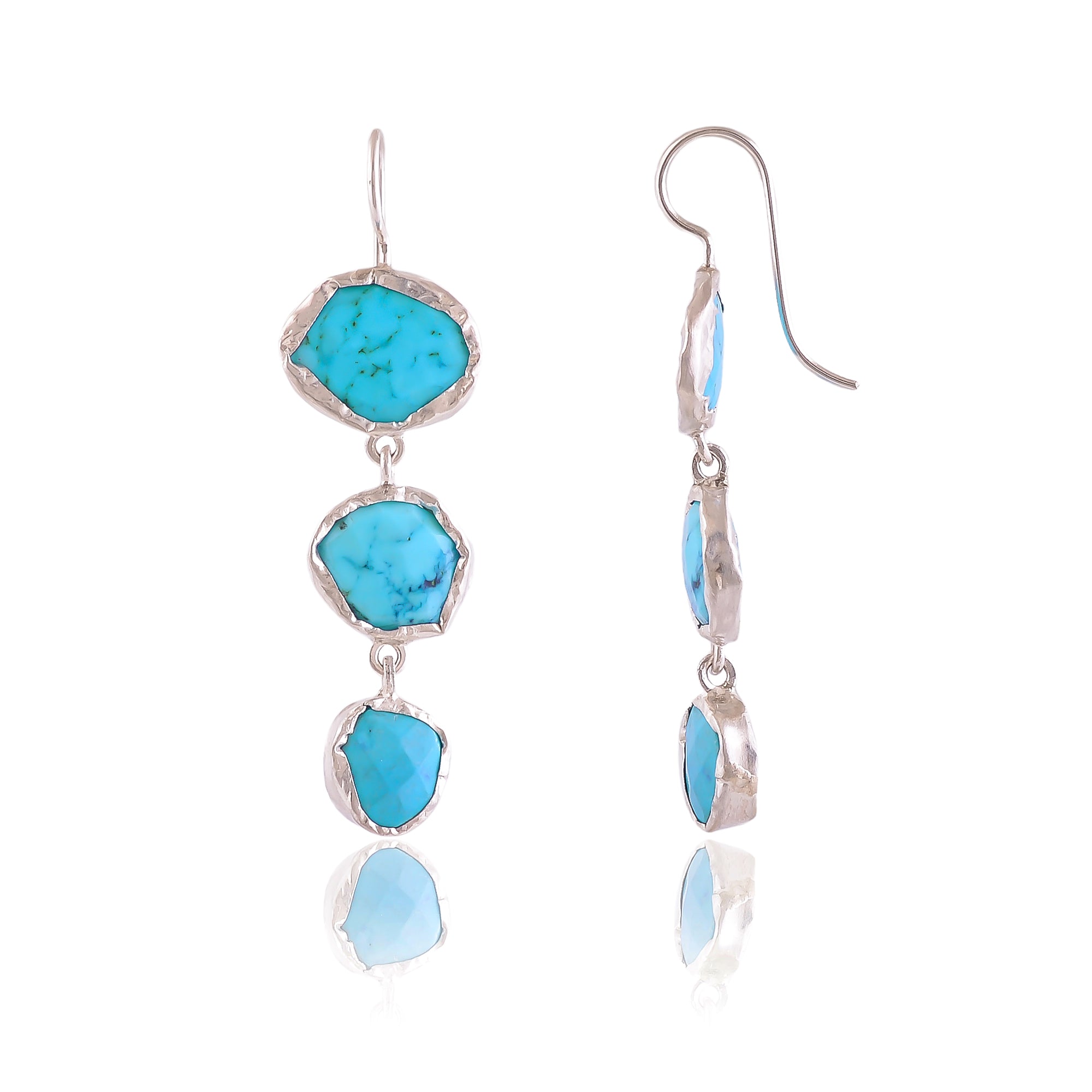 Buy Hand Crafted Silver Turquoise Crush Wrap Earring