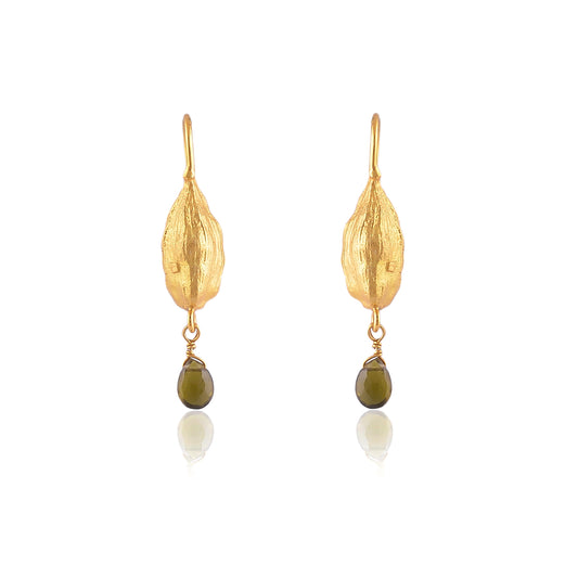 Buy Indian Handmade Silver Gold Plated Cardamom Seed Tourmaline Earring