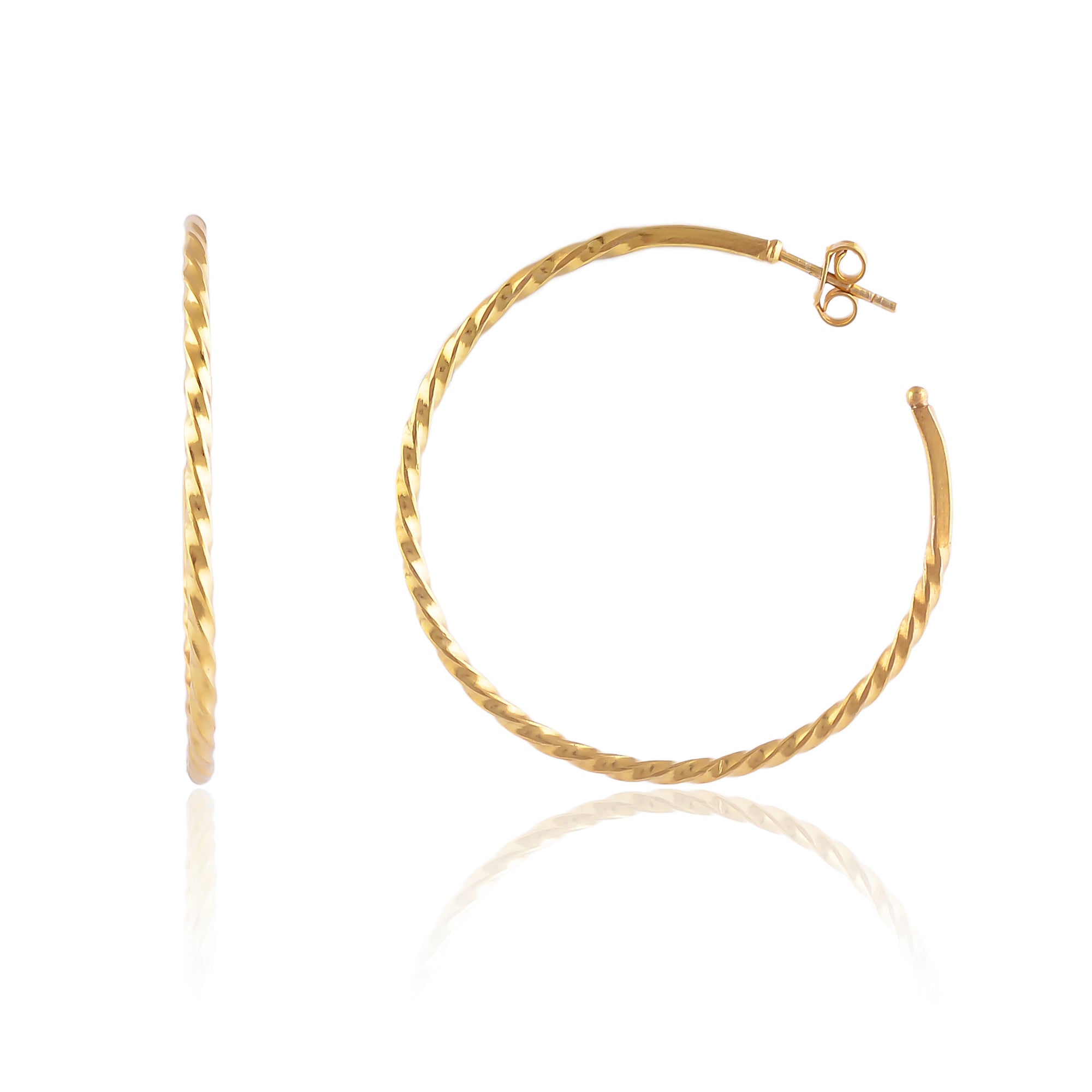 Buy Hand Crafted Silver Gold Plated Twisted Hoop