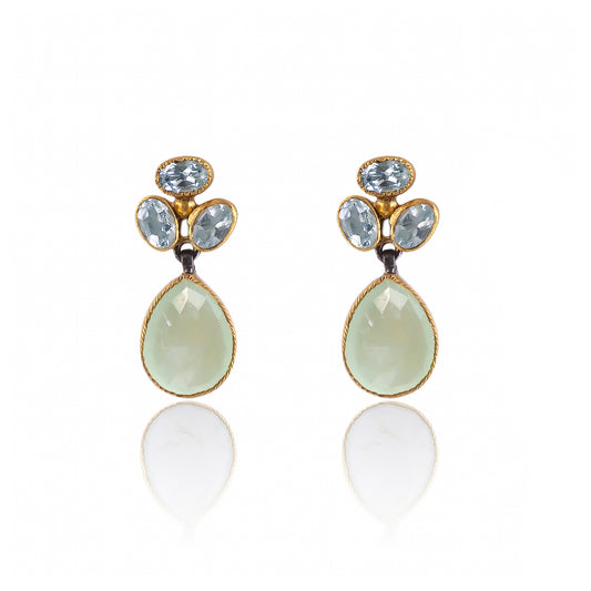 Buy Indian Handcrafted Silver Glod Plated Aquamarine Earing