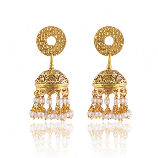 Buy Handmade Silver Gold Plated Pearl Jhumki