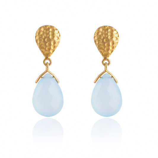 Buy Indian Hand Crafted Silver Gold Plated Chalcedony Earring