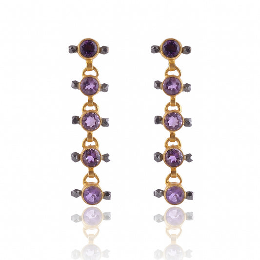 Buy Indian Handmade Silver Gold/black Plated Amethyst Earring