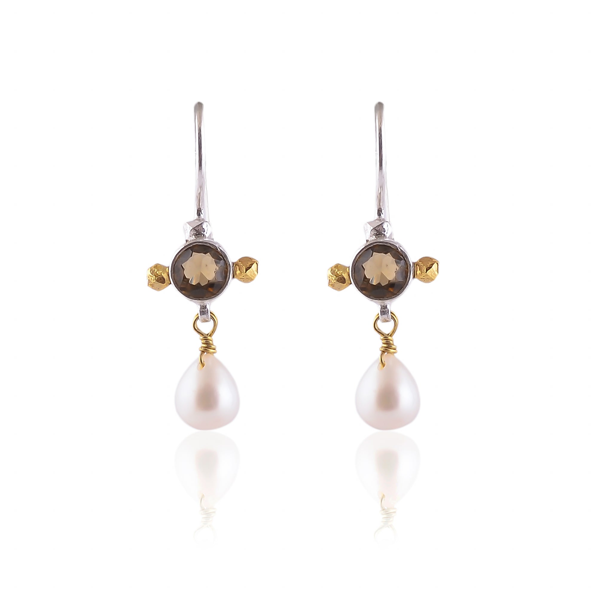 Buy Handmade Silver Citrine With Pearl Drop Earring