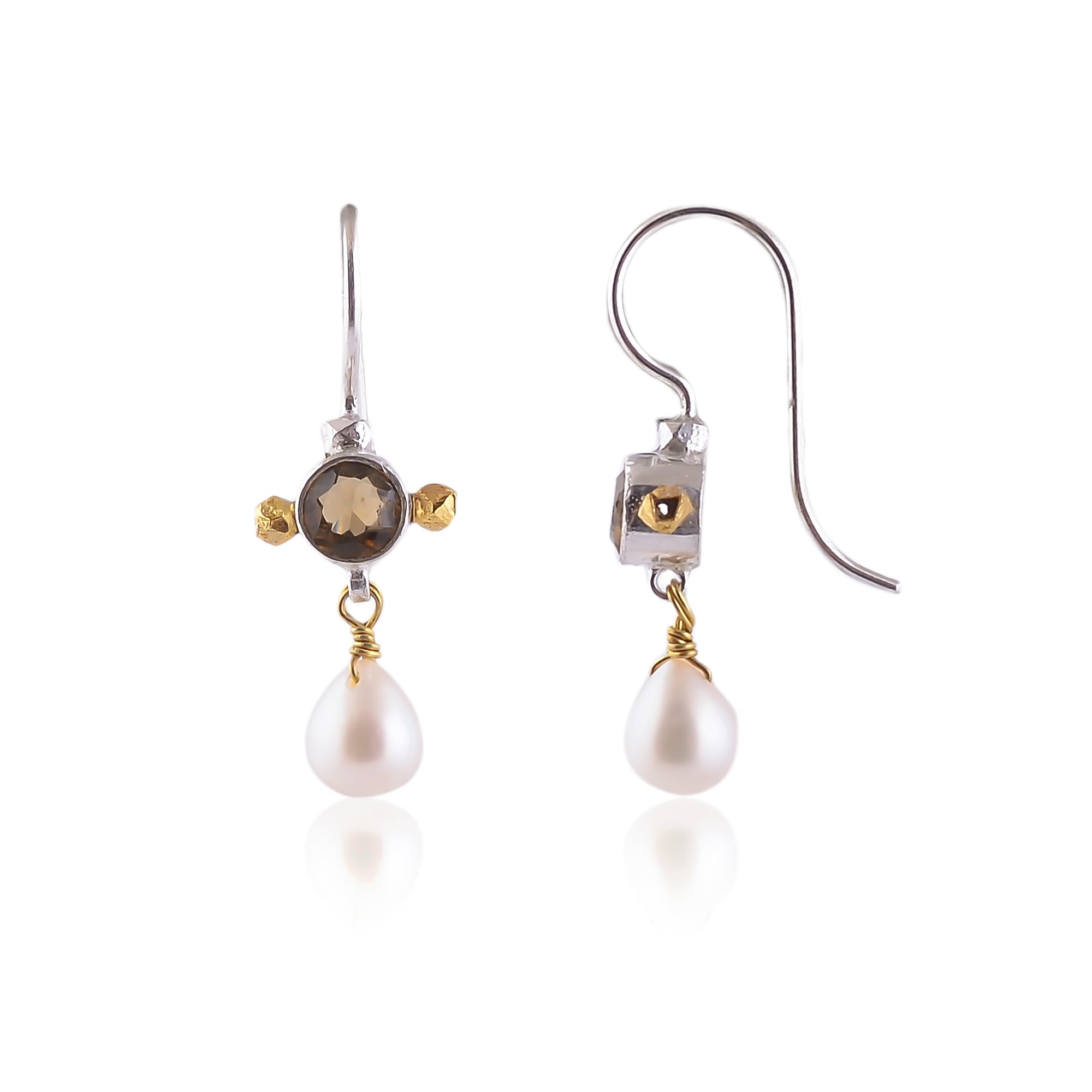 Buy Handmade Silver Citrine With Pearl Drop Earring