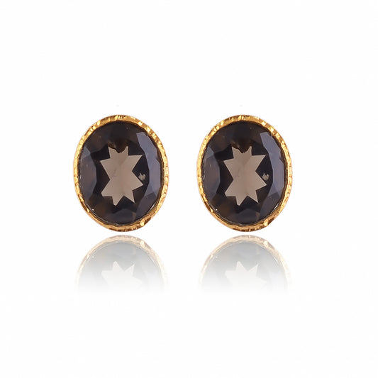 Buy Handmade Silver Gold Plated Smoky Stud Earring