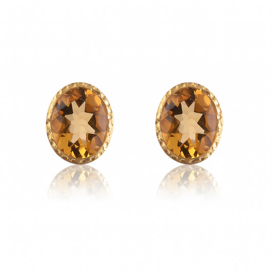 Buy Indian Hand Crafted Silver Gold Plated Citrine Earring