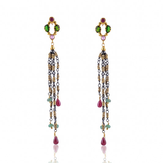 Buy Handmade Silver Gold Black Plated Tourmaline/emerald/ruby Drop Earring