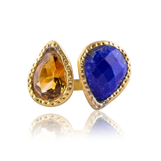 Buy Indian Handcrafted Silver Gold Plated Lapis/citrine Ring