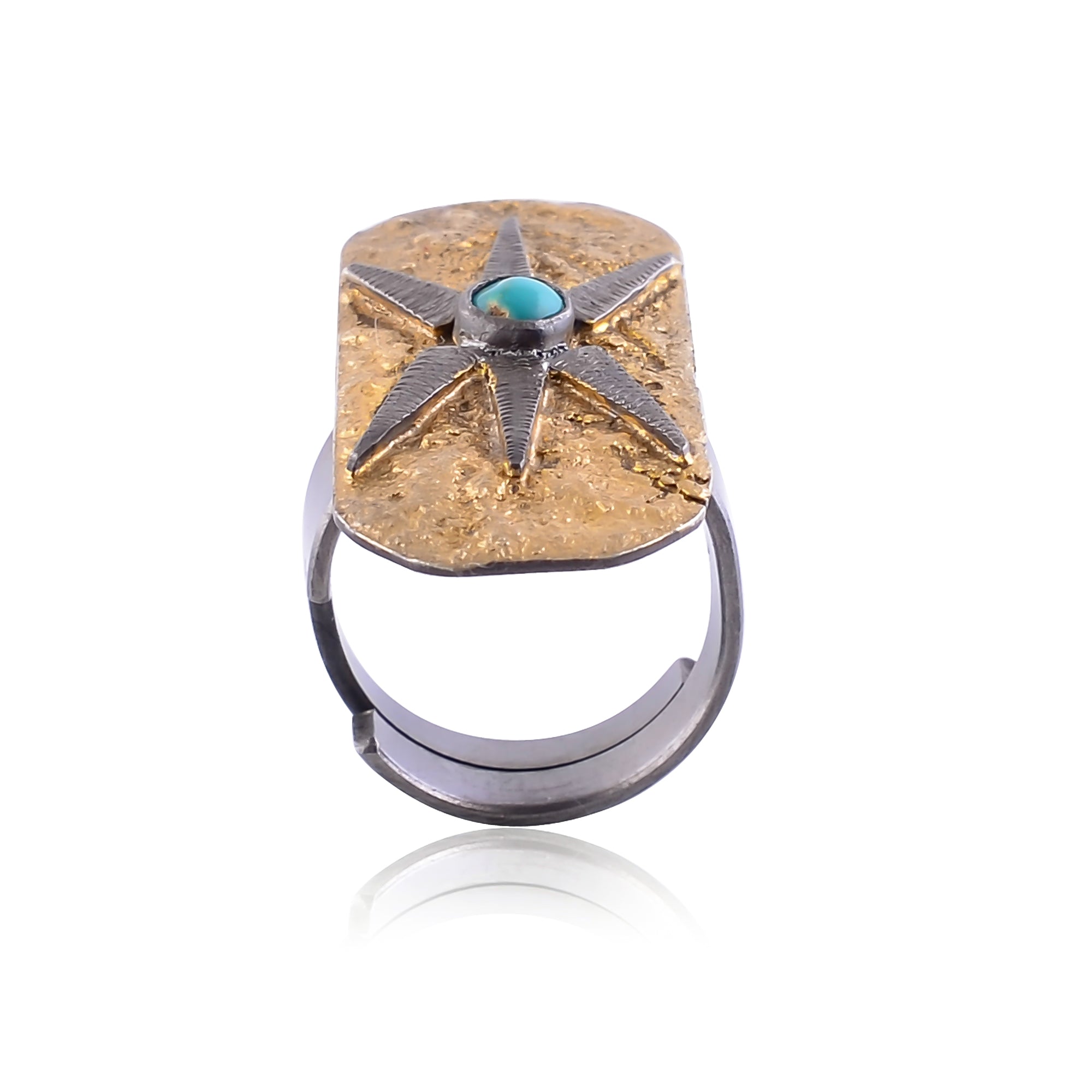Buy Handmade Silver Gold Black Plated Turquoise Ring