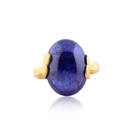 Buy Handcrafted Silver Gold Plated Tanzanite Ring