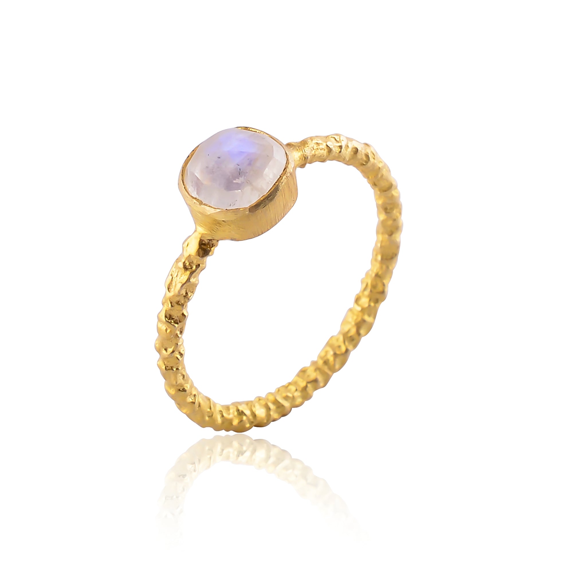 Buy Handcrafted Silver Gold Plated Rainbow Moonstone Ring