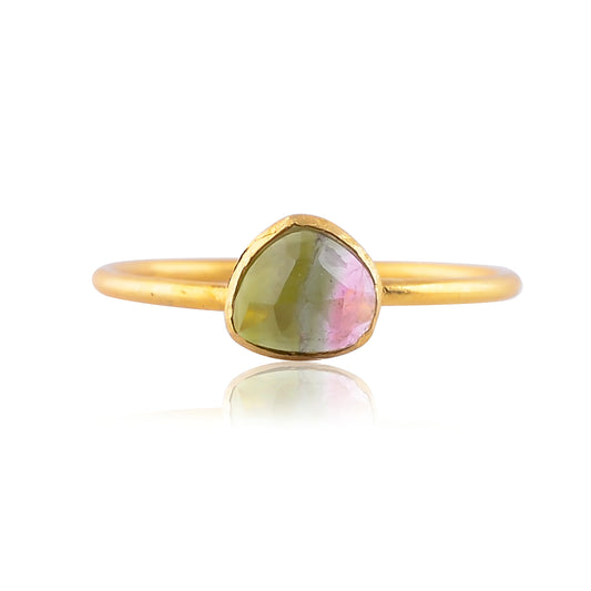 Buy Handcrafted Silver Gold-plated Tourmaline Ring