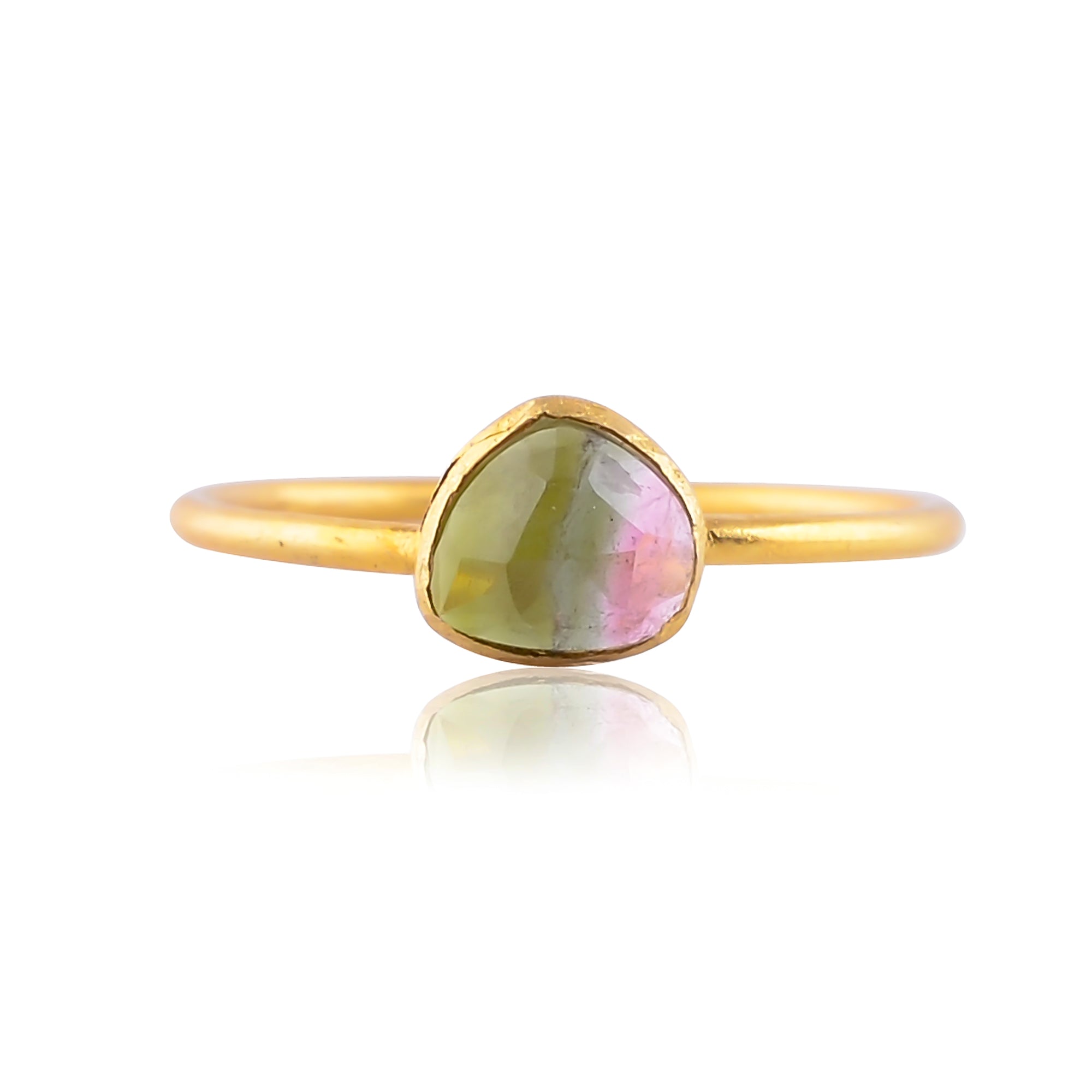 Buy Handcrafted Silver Gold-plated Tourmaline Ring