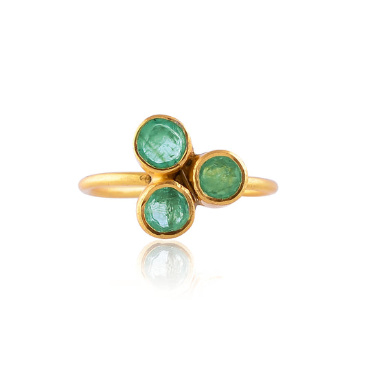 Buy Indian Handcrafted Silver Gold Plated Emerald Ring