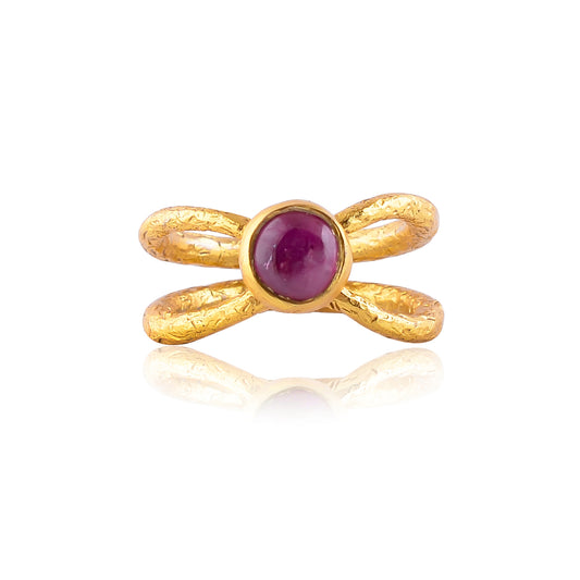 Buy Handcrafted Silver Gold Plated Ruby Ring