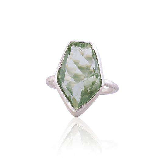 Buy Handmade Silver Green Amethyst Ring