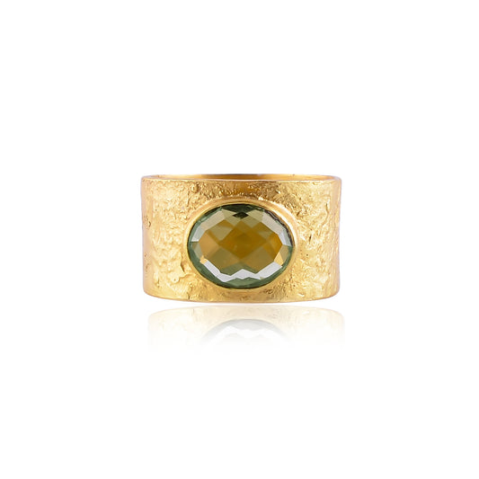 buy Handmade Silver Gold Plated Green Amethyst Ring