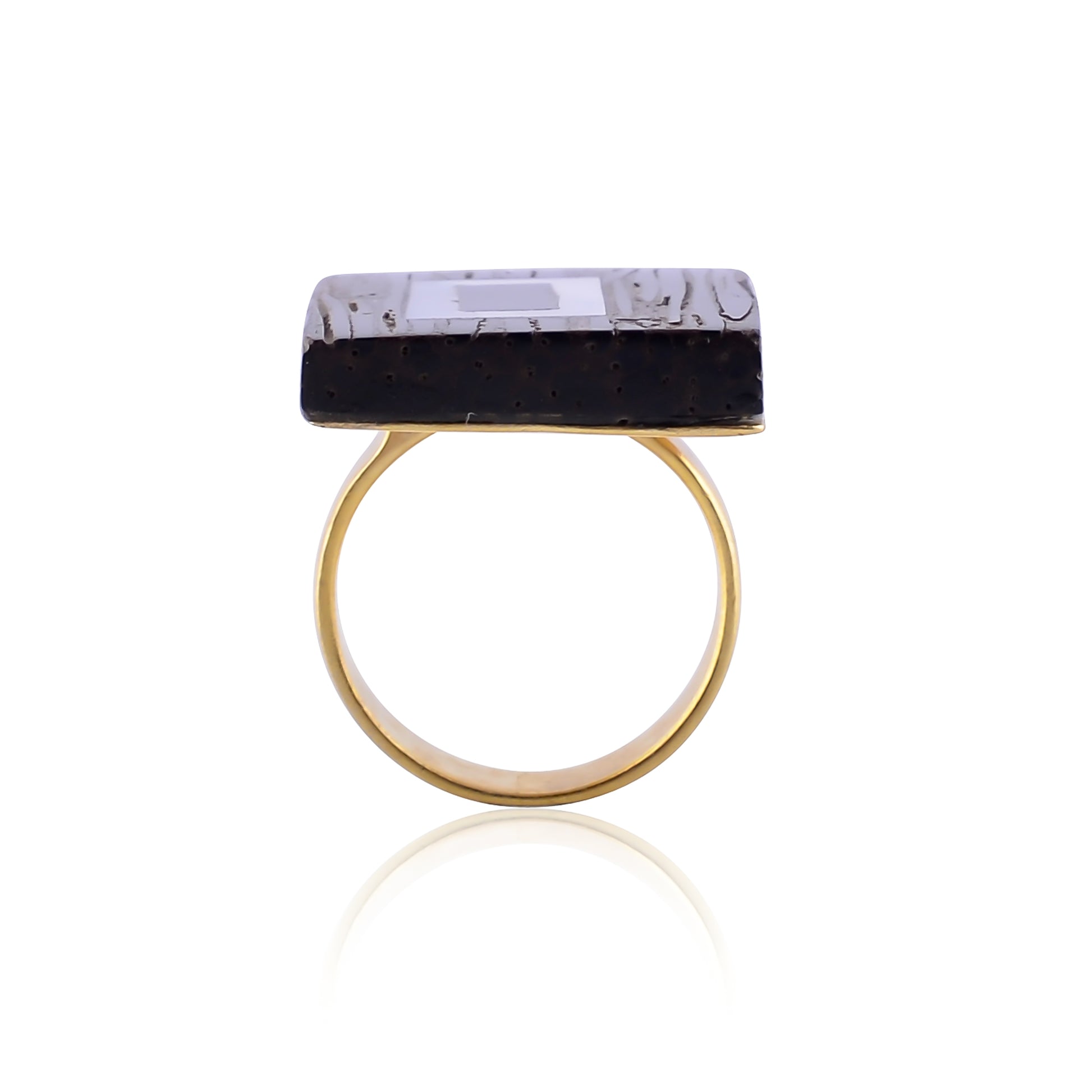 Buy Handmade Silver Gold Plated Wooden Mop Inlay Ring
