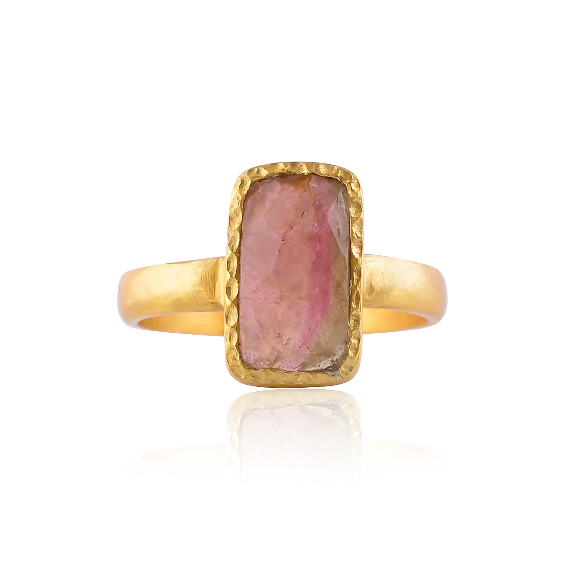 Buy Indian Handcrafted Silver Gold Plated Tourmaline Ring