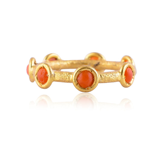 Buy Handcrafted Silver Gold Plated Coral Ring