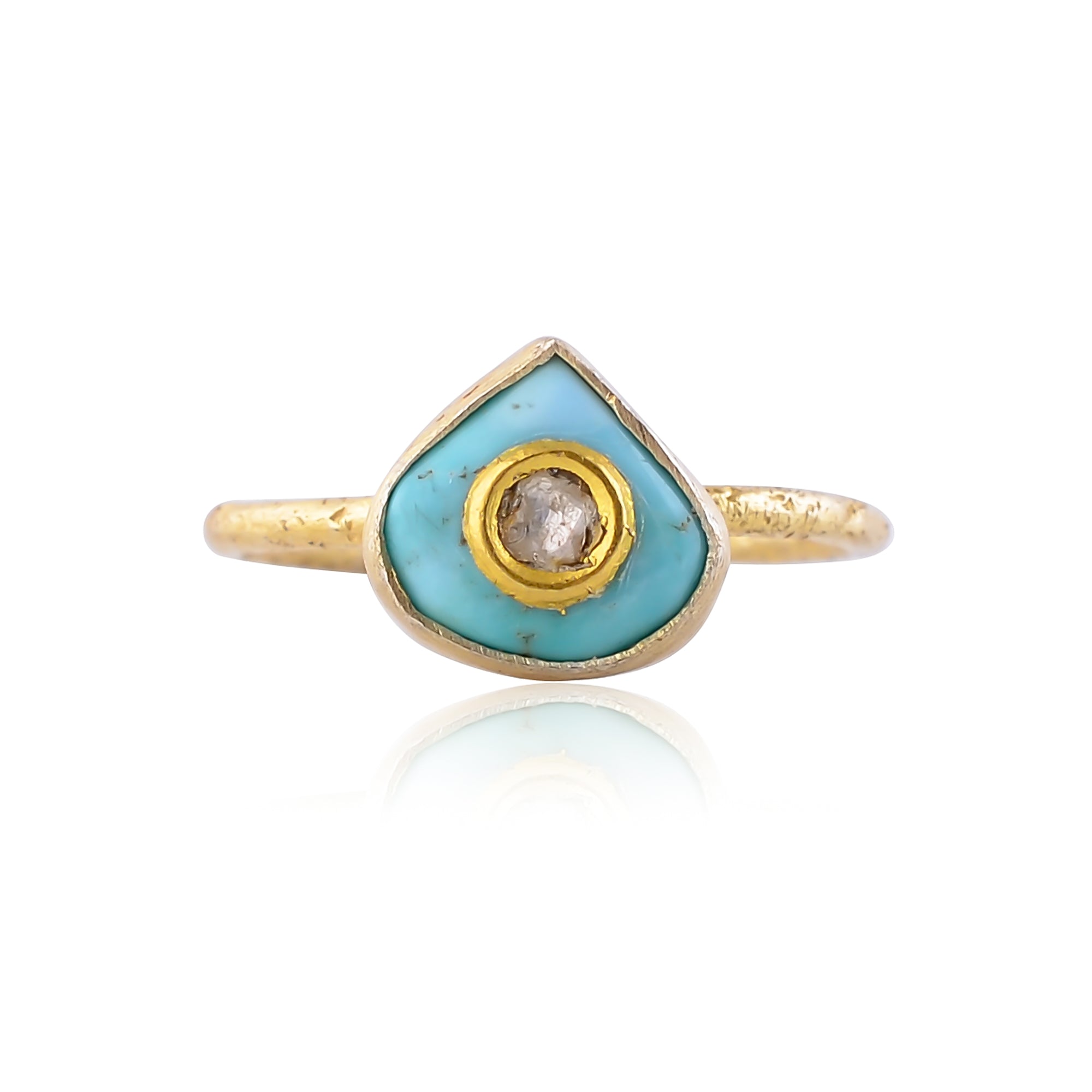 Buy Handcrafted Silver Gold Plated Turquoise/diamond Jadau Ring
