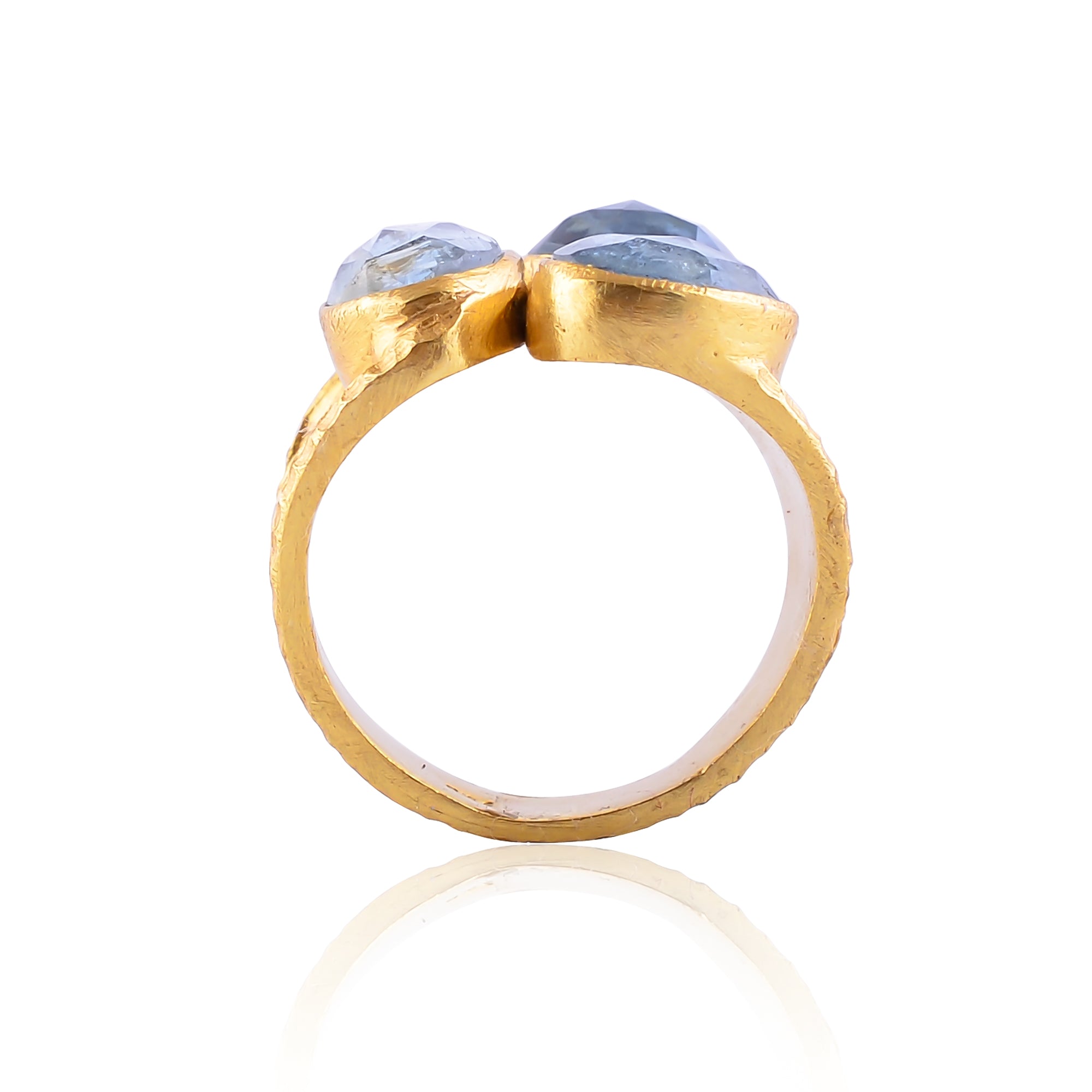 Buy Indian Handcrafted Silver Gold Plated Aquamarine Ring