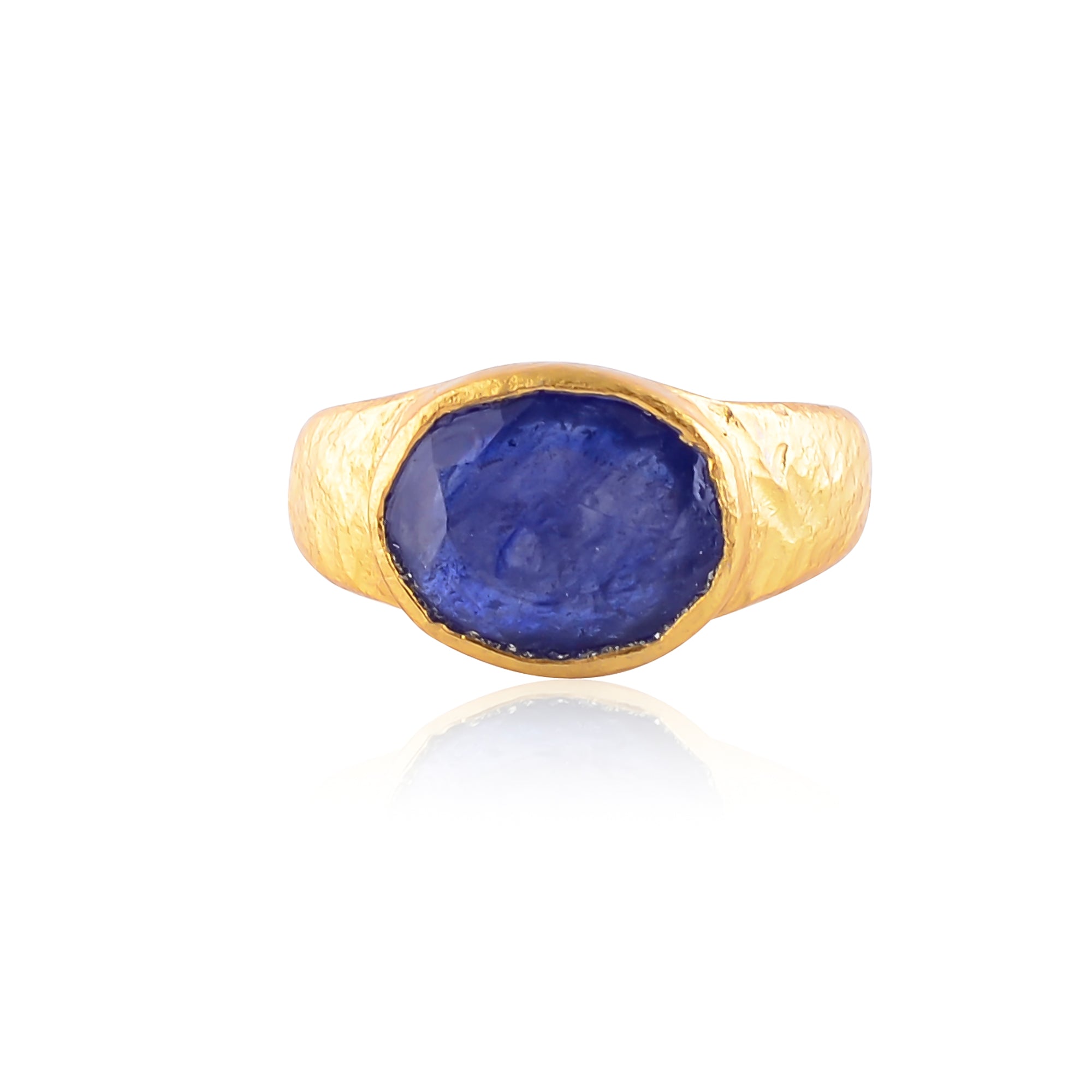 Buy Indian Handcrafted Silver Gold Plated Blue Saphire Ring