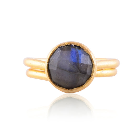 Buy Handcrafted Silver Gold Plated Labrodorite Ring