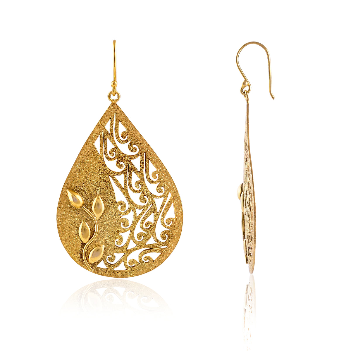 Handmade Silver Gold Plated Aari Cut Earring - Adore Jewels