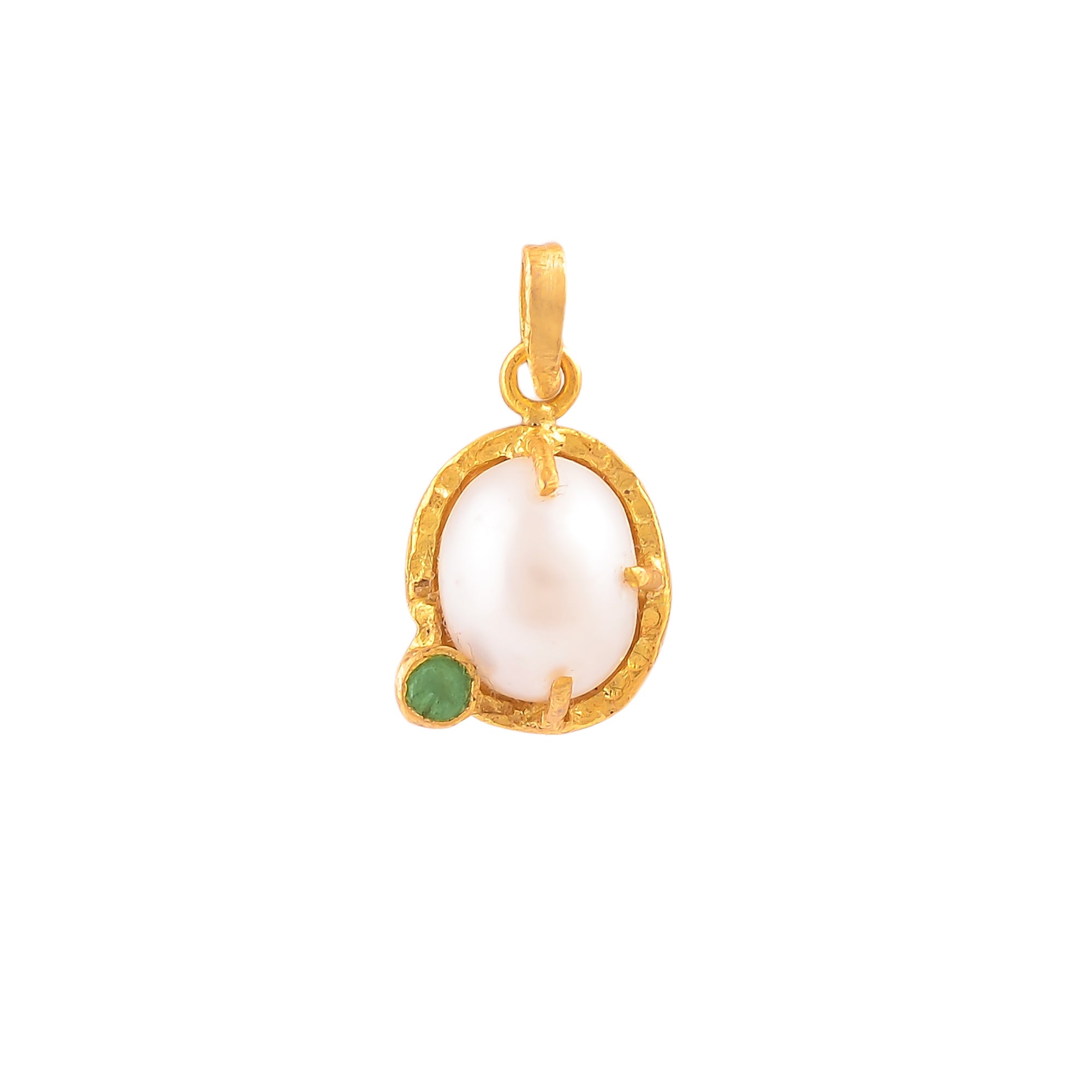 Buy Indian Handmade Silver Gold Plated Pearl / Emerald Pendant