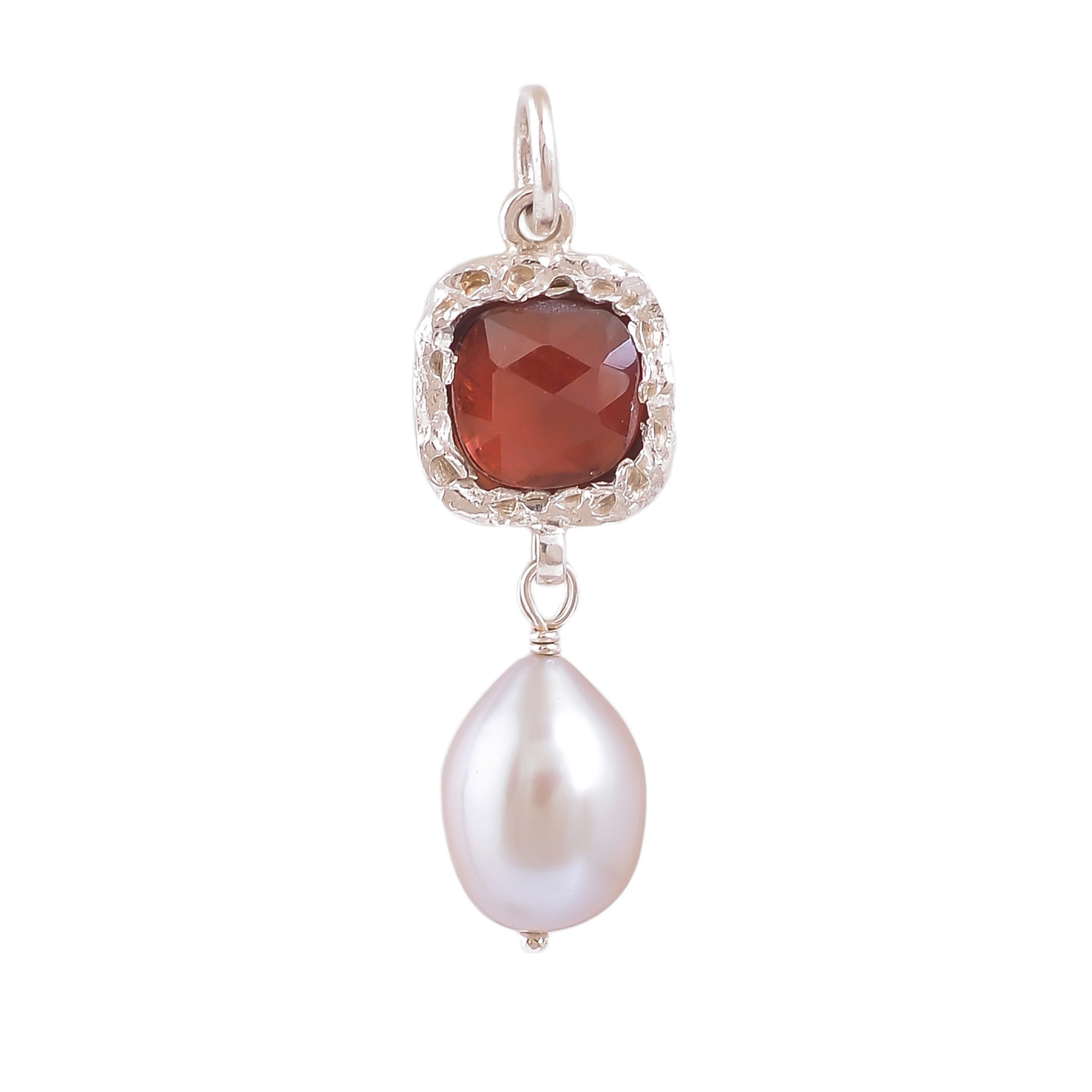 Buy Indian Handmade Silver Garnet/pearl Pendant