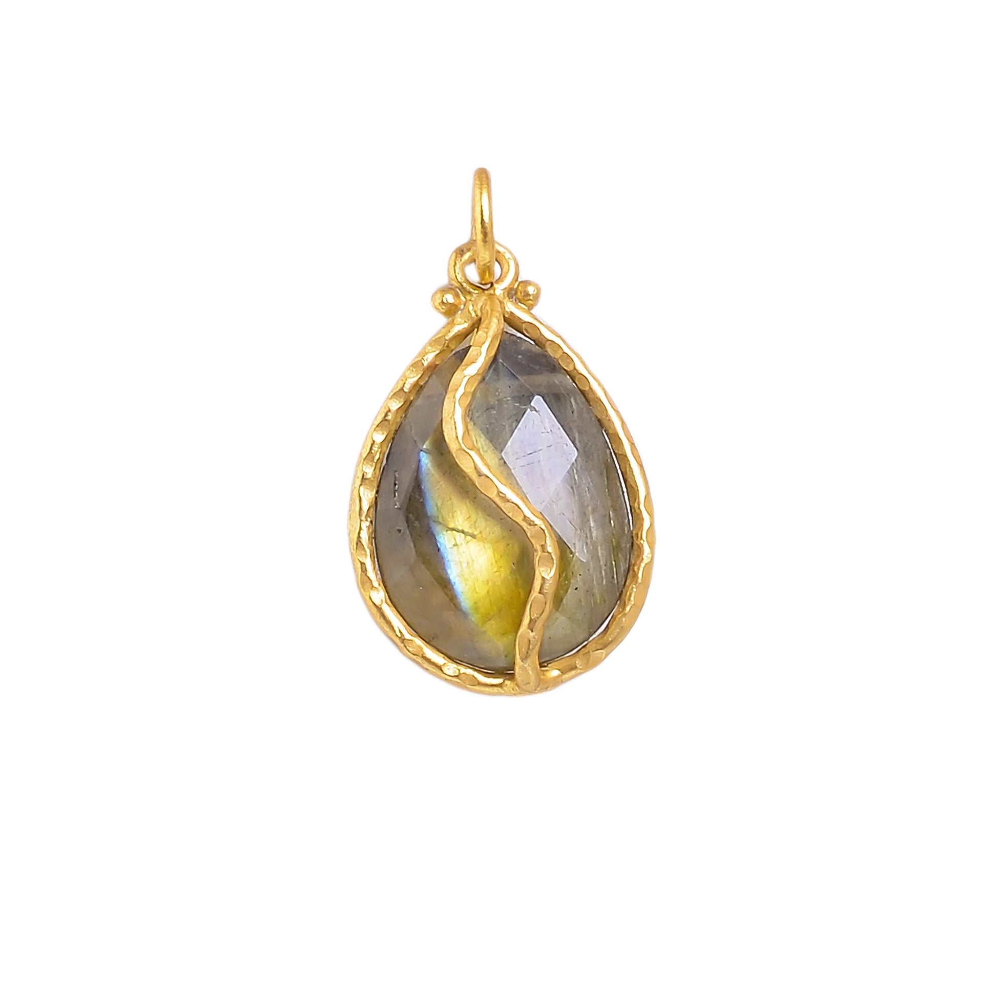 Buy Indian Handcrafted Silver Gold Plated Labrodrite Wrap Pendant