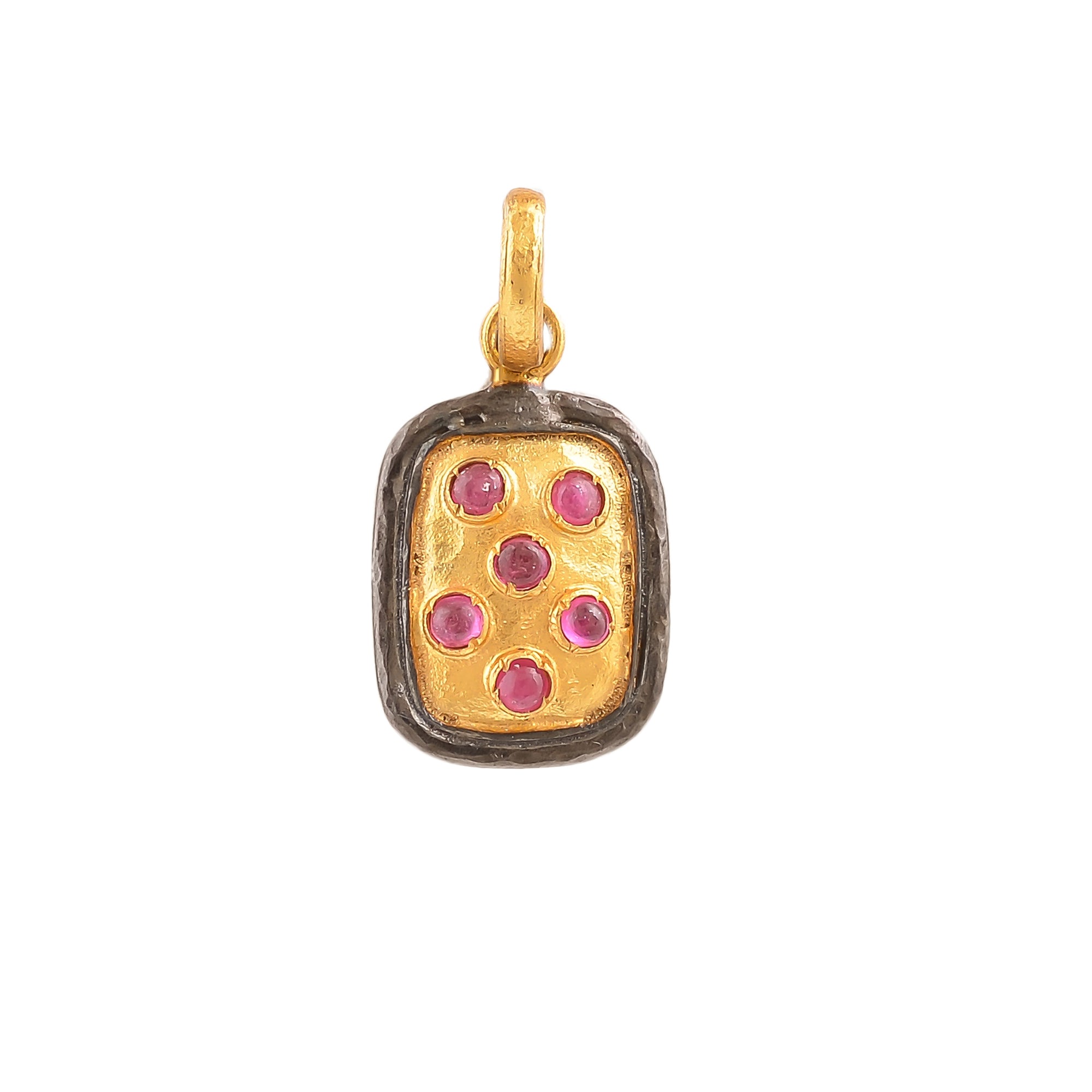 Buy Indian Handcrafted Silver Gold Black Plated Ruby Pendant
