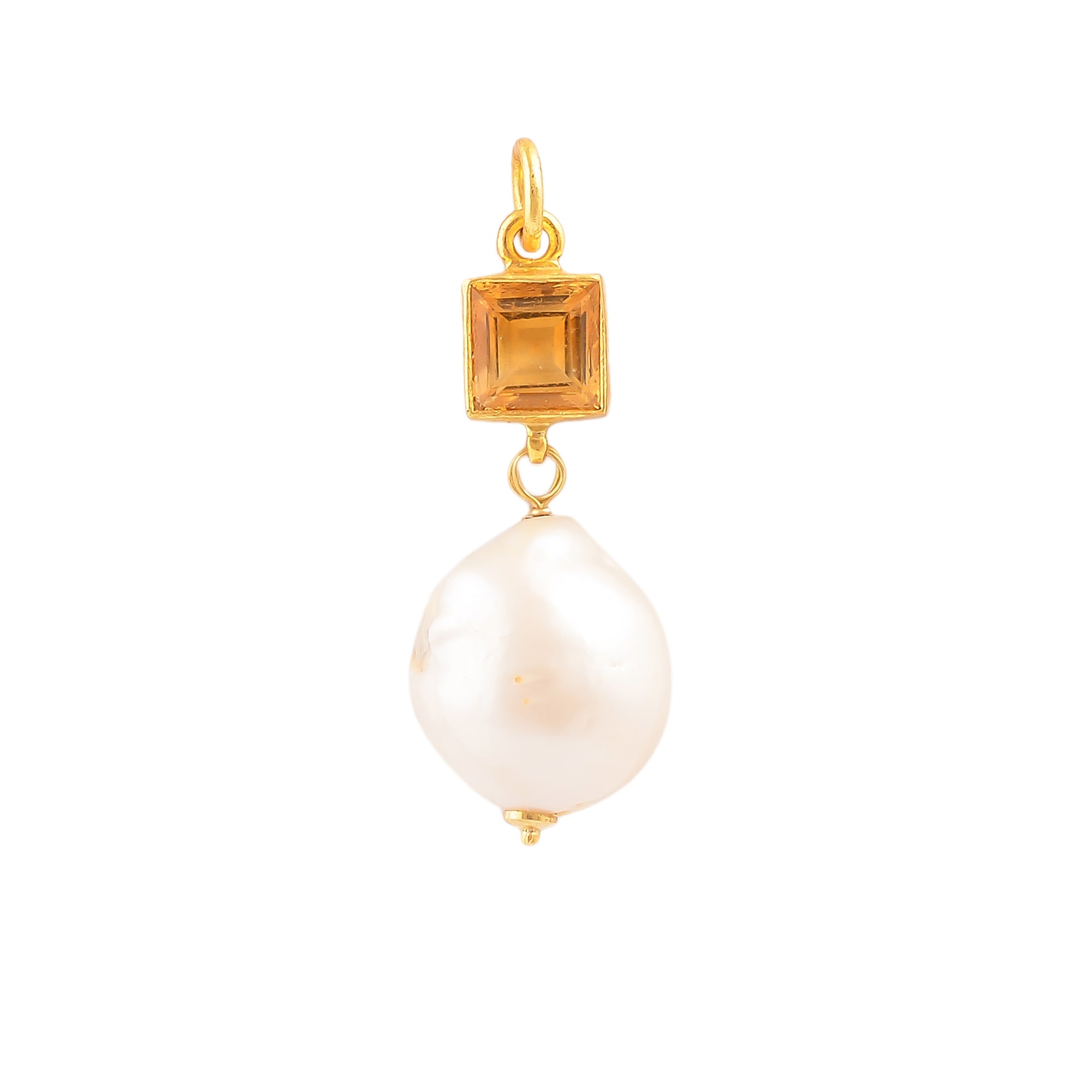 Buy Indian Handcrafted Silver Gold Plated Citrine/pearl Pendant