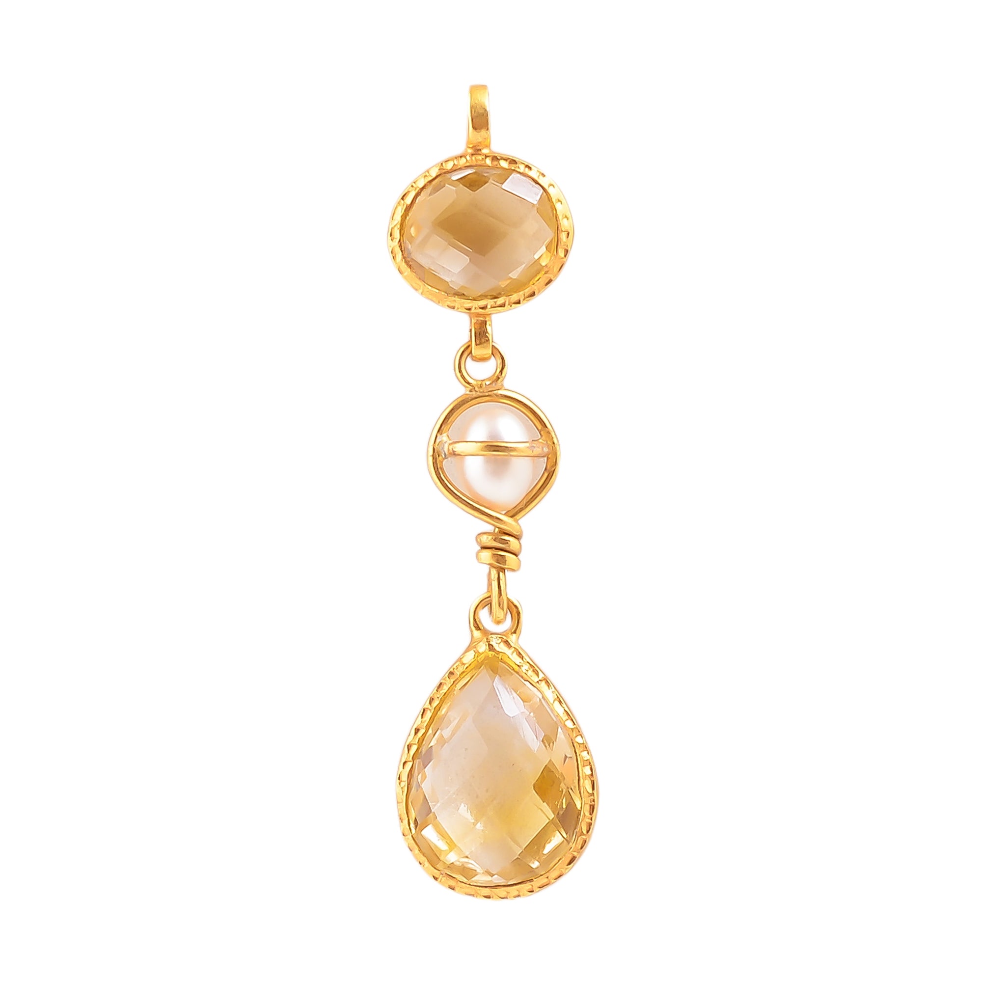 Buy Indian Handmade Silver Gold Plated Citrine/pearl Pendant