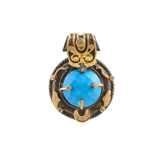 Buy Indian Handmade Silver Gold Black Plated Turquoise/ Zircon Pendant