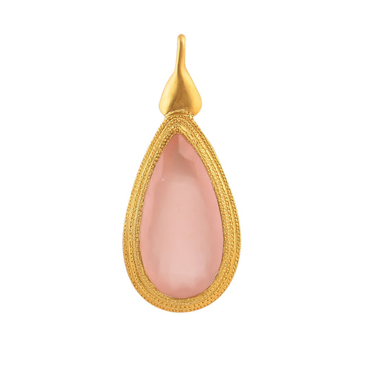 Silver Gold Plated Rose Quartz Pendant