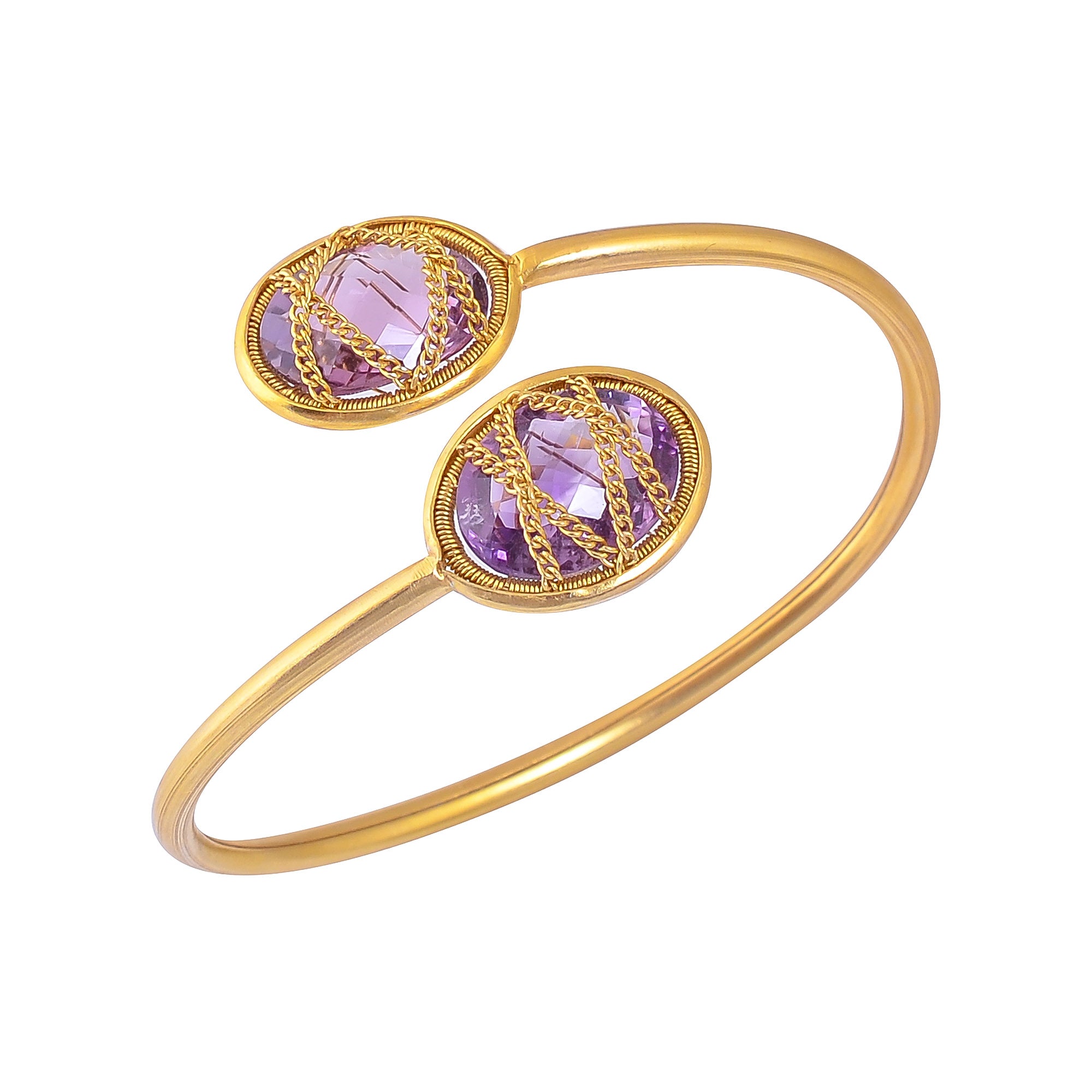 Buy Luxury Handmade Silver Gold Plated Amethyst Twisted Cuff