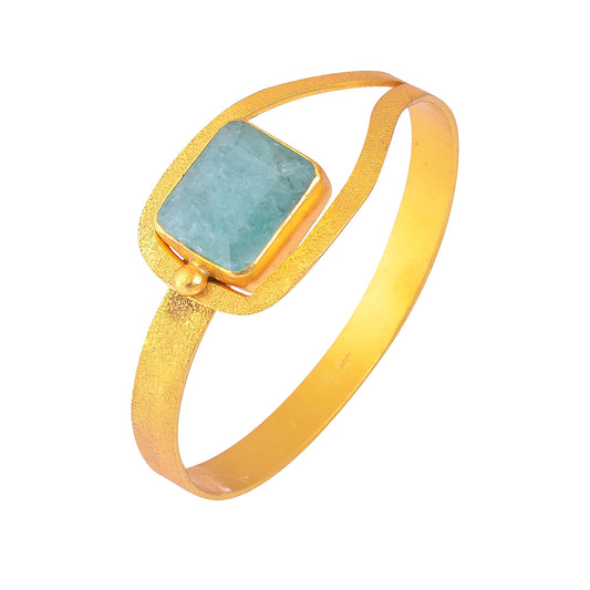 BUy Luxury Handmade Silver Gold Plated Emerald Cuff