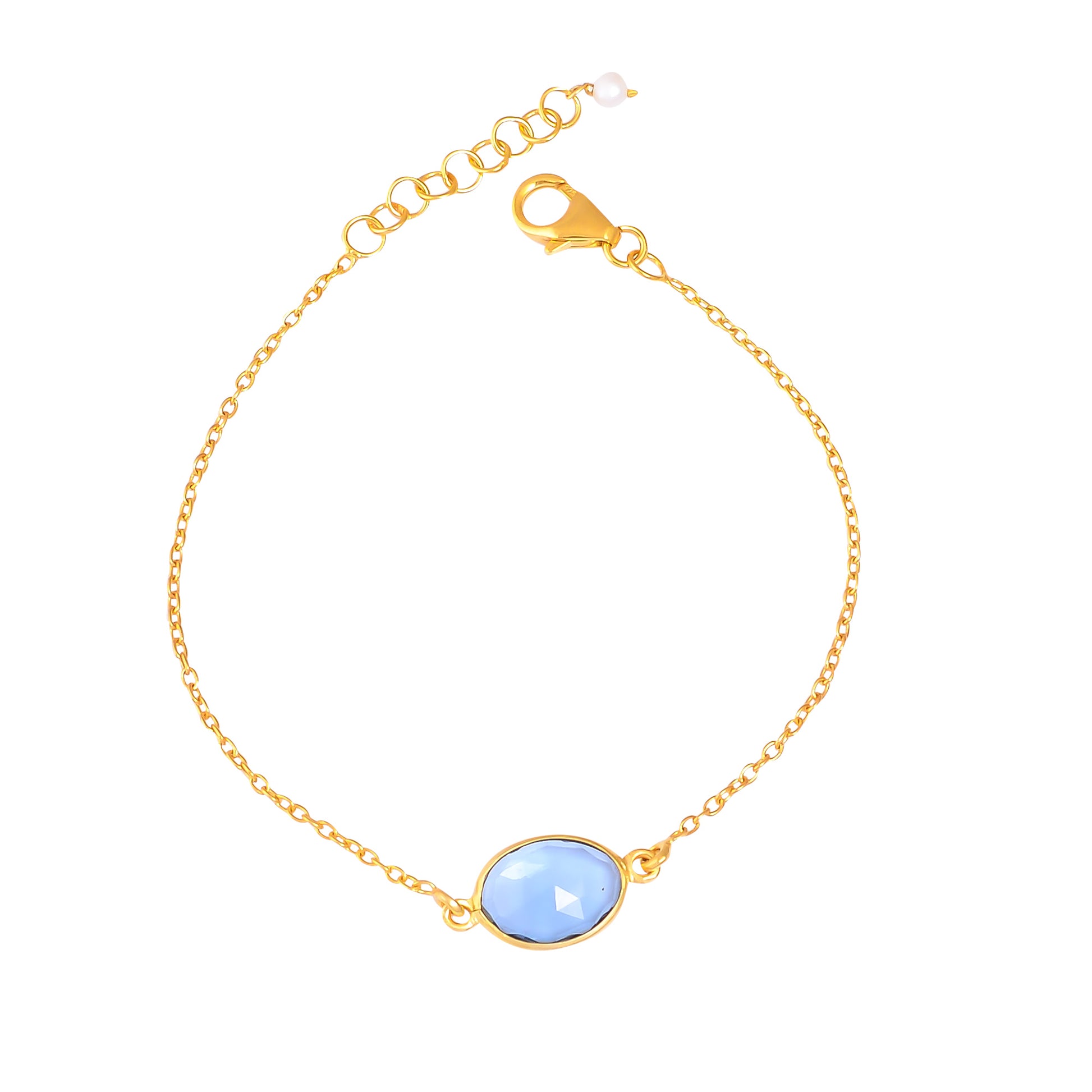 Buy Handcrafted Silver Gold Plated Blue Topaz Bracelet