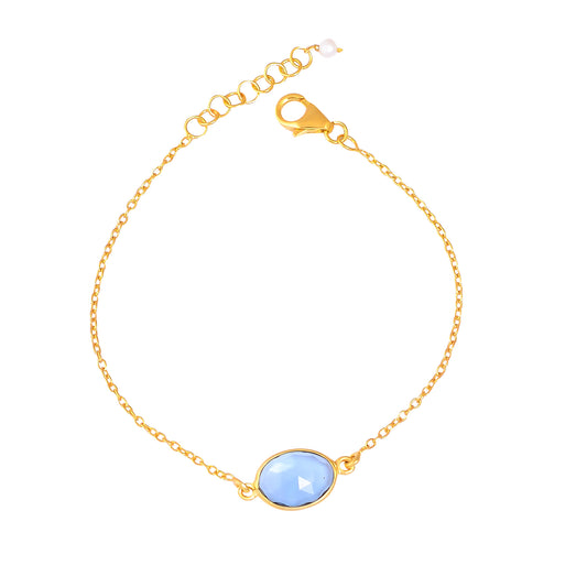 Buy Handcrafted Silver Gold Plated Blue Topaz Bracelet