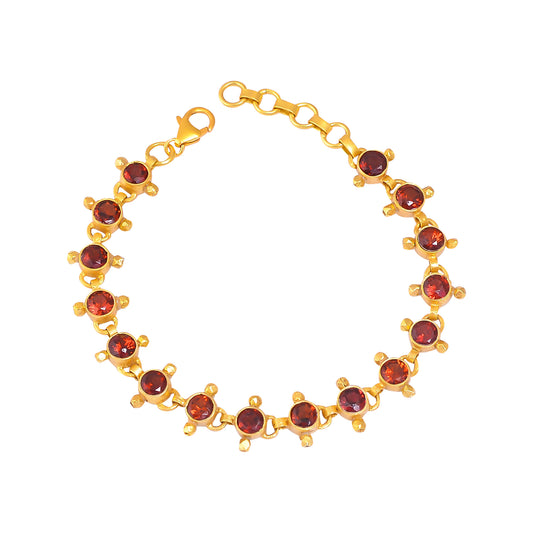 Buy Handmade Silver Gold Plated Garnet Bracelet