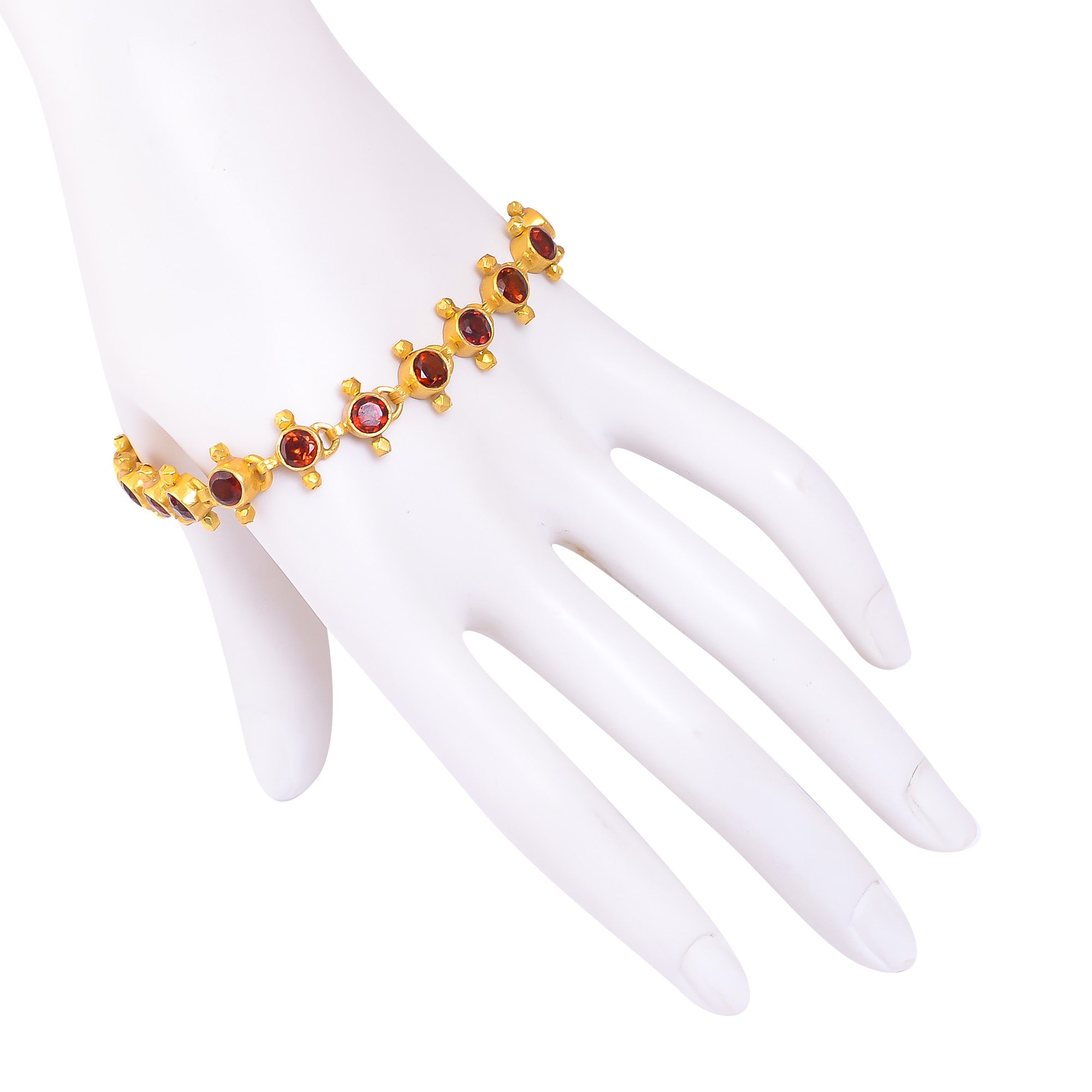 Buy Handmade Silver Gold Plated Garnet Bracelet