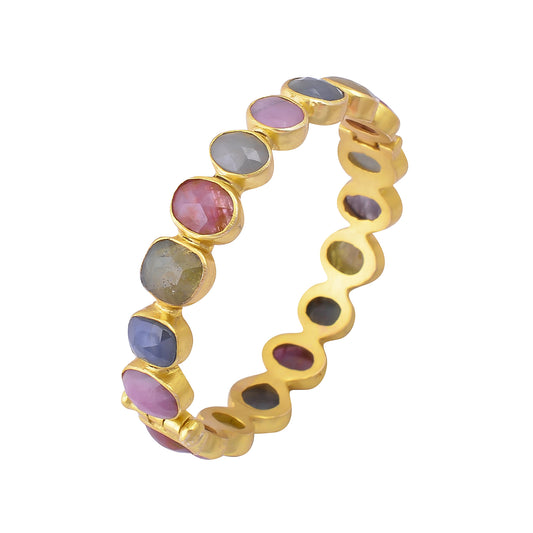 Buy Handmade Silver Gold Plated Multi Sapphire Bangle